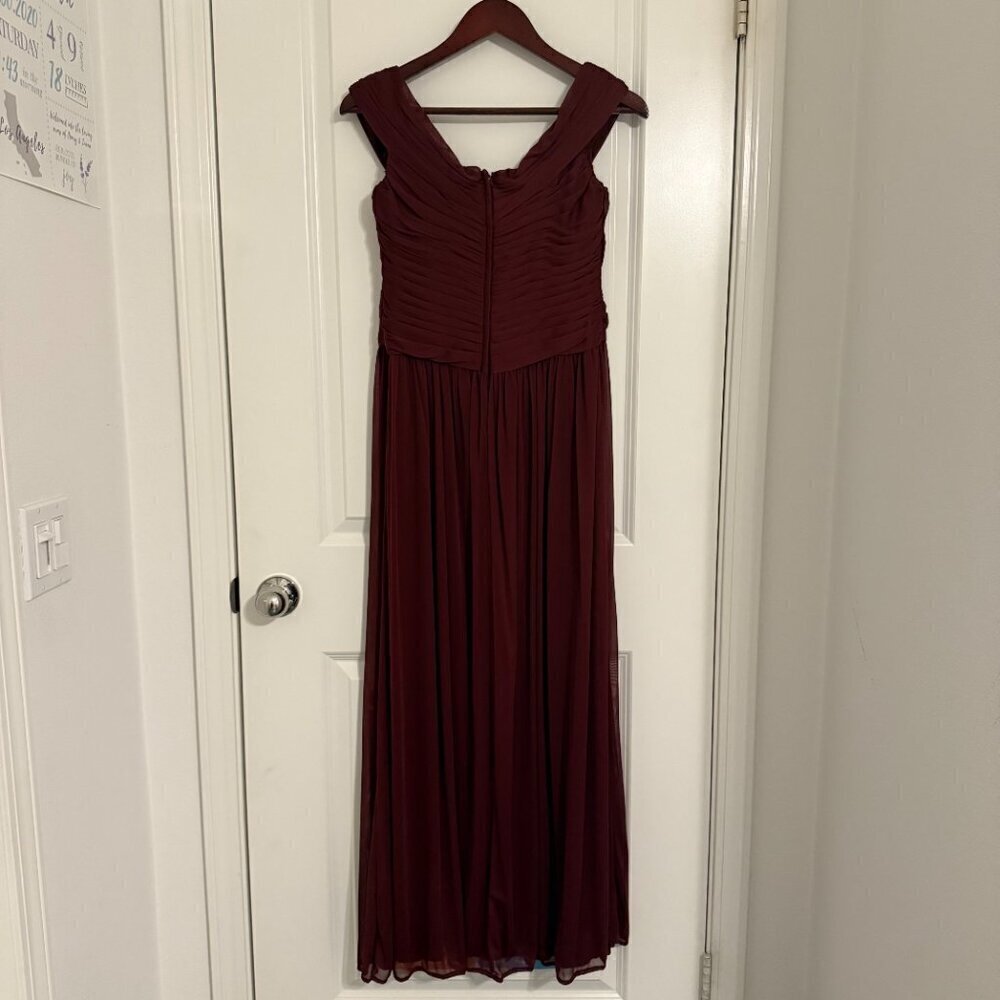 Davids Bridal Burgundy Chiffon Bridesmaid Dress Womens Size 10 - Picture 3 of 9